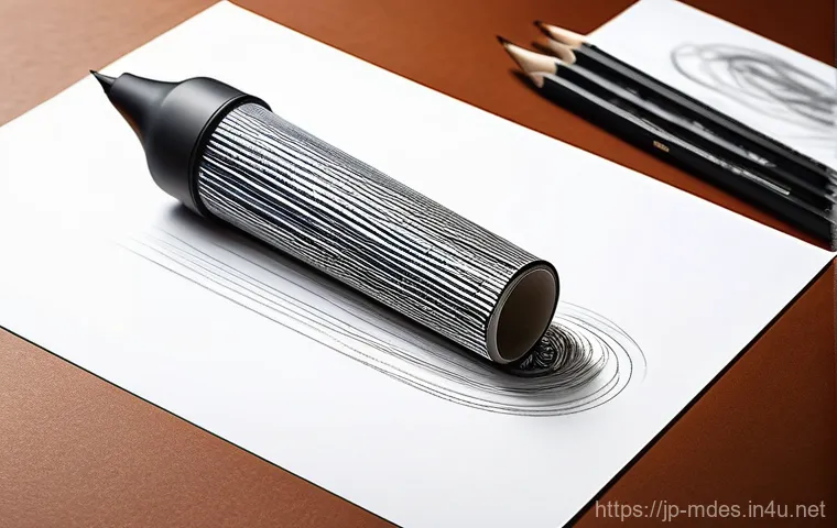 기계설계도 손으로 그리는 연습 - **Prompt 1: The Eureka Moment in Hand-Drawn Engineering Design**
    A close-up, high-angle shot cap...