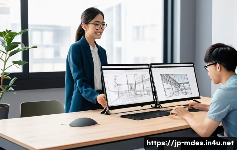 기계설계 온라인 스터디 그룹 만들기 - A modern online study session setting focused on mechanical design, featuring a diverse group of you...