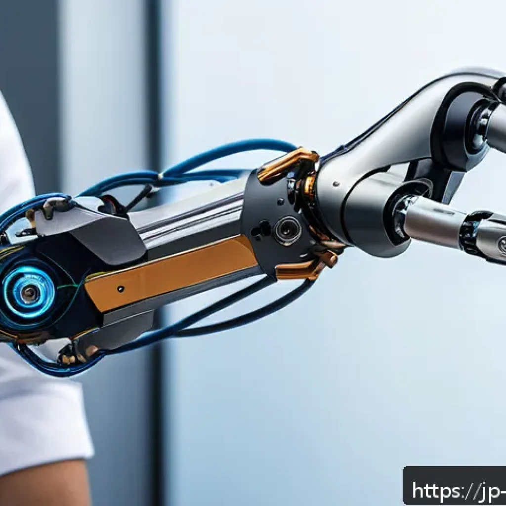 기계설계 관련 대회 및 공모전 정보 - A futuristic robotic arm designed for IoT integration, featuring sleek metallic joints with embedded...